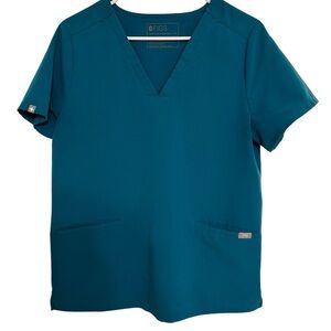 FIGS Technical Collection Teal V Neck Scrub Top